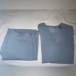 XS Dusty blue Catarina top, Small petite Livingston pants. Lightly worn